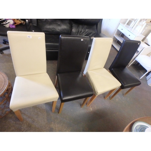 669 - FOUR MODERN BLACK AND WHITE DINING CHAIRS