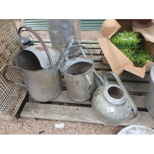 105 - 3 VINTAGE WATERING CANS