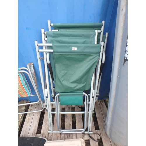 125 - 2 DECK CHAIRS AND STOOL