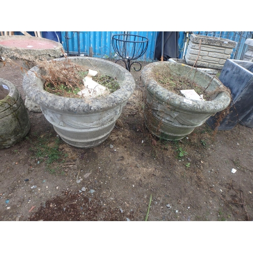 242 - 2 LARGE CONCRETE PLANTERS