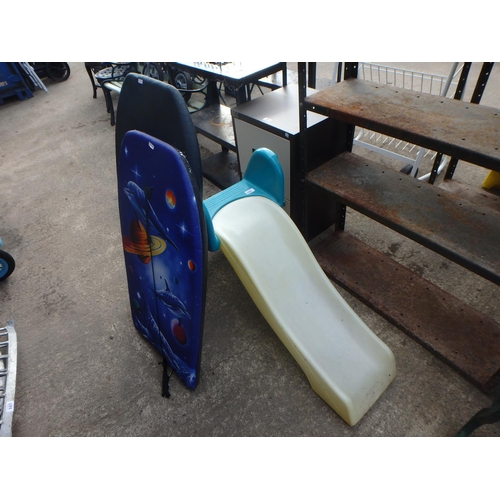 289 - CHILDS SLIDE AND 2 BODY BOARDS