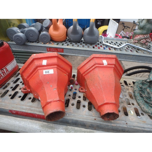 88 - 2 CAST IRON VINTAGE DRAIN HOPPERS