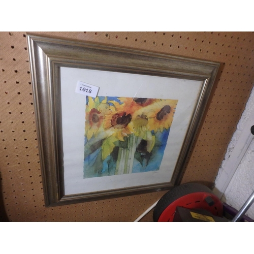 1018 - FRAMED PRINT - SUNFLOWERS BY SHIRLEY TREVENA