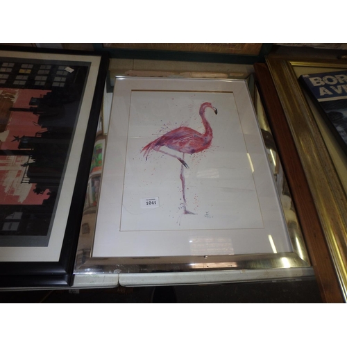 1041 - FRAMED PRINT - FLAMINGO BY J.TIS