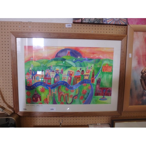 1045 - FRAMED ORIGINAL MIXED MEDIA OUTSIDER ART PIECE - GLASTONBURY JANUARY 2001 BY RES