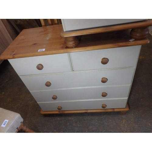 863 - PINE 2 OVER 3 CHEST OF DRAWERS