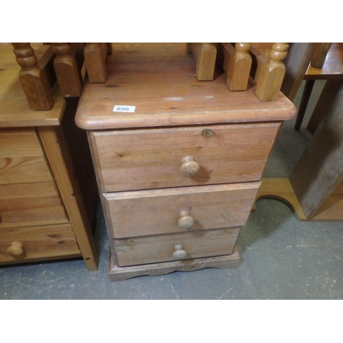 898 - PINE 3 DRAWER BEDSIDE UNIT