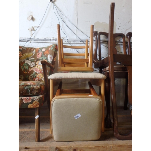 950 - CHAIR AND 2 VINTAGE STOOLS