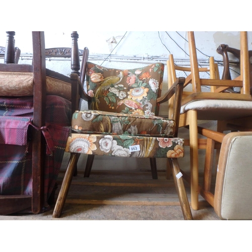 953 - VINTAGE FLORAL ARMCHAIR