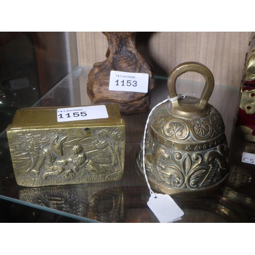 1155 - BRASS ALTAR BELL AND BRASS TRINKET BOX FEATURING MIDSUMMER NIGHTS DREAM MOTIF