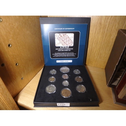 1229 - 1953 HER MAJESTY'S CORONATION COIN AND STAMP SET