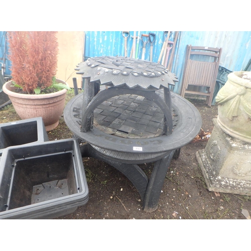 192 - TABLE AND STOOL MADE FROM TYRES