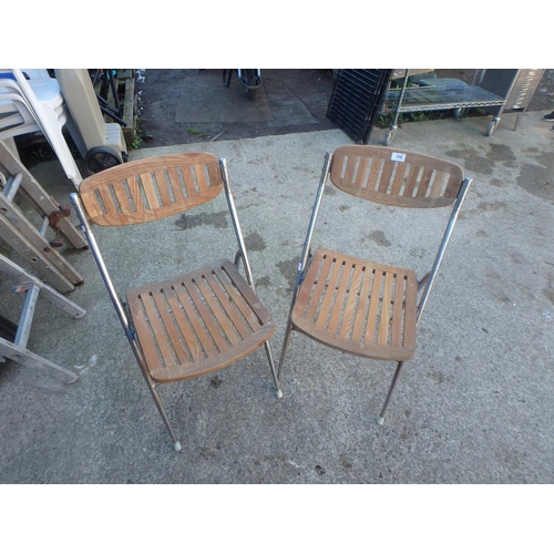 116 - PAIR METAL AND WOOD FOLDING GARDEN CHAIRS