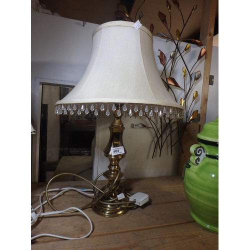 404 - BHS METAL TABLE LAMP WITH BEADED CREAM SHADE