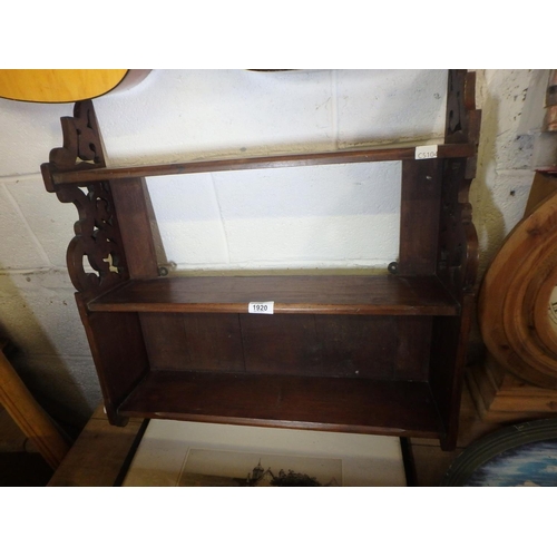 1920 - THREE TIER WALL HUNG SHELF - FRETWORK UPRIGHTS