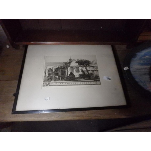 1921 - FRAMED PRINT - WADHAM COLLEGE OXFORD BY SIR HENRY RICHARDS