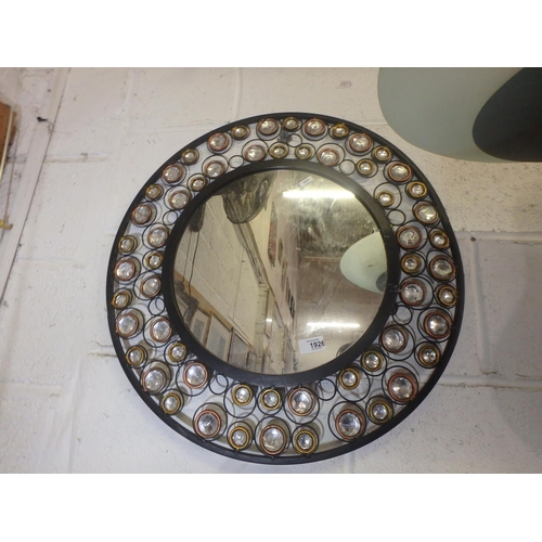 1926 - CIRCULAR RADIANT WALL MIRROR GLASS CRYSTAL DRIPS