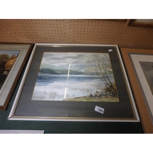 1943 - FRAMED WATERCOLOUR - ELTERWATER, THE LANGDALES BY NORA HOWARD