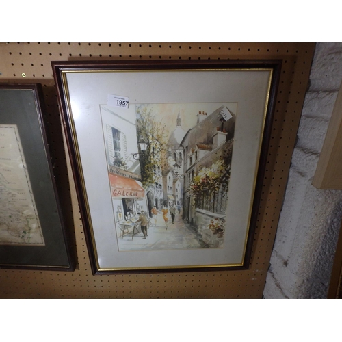 1957 - FRAMED PRINT - PARISIAN STREET SCENE BY DUROLETTE