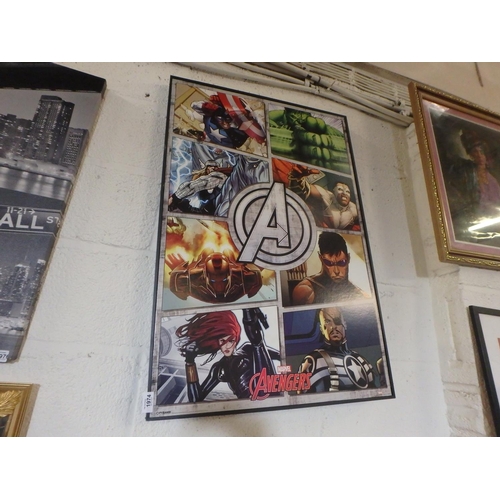 1974 - LARGE FRAMED POSTER - MARVEL'S AVENGERS