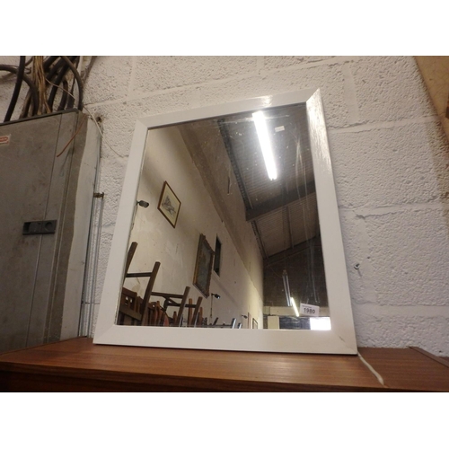 1980 - WHITE FRAMED BATHROOM MIRROR