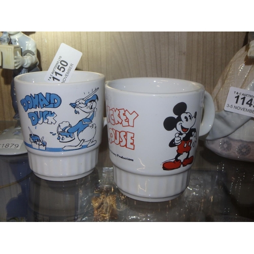 1150 - MICKEY AND DONALD DUCK 70S KILN KRAFT MUGS