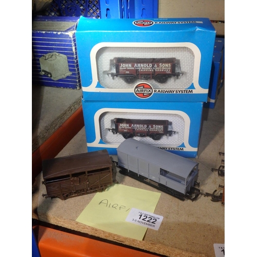 1222 - 2 X QUARRY WAGONS BOXED AIRFIX AND 2  OTHERS