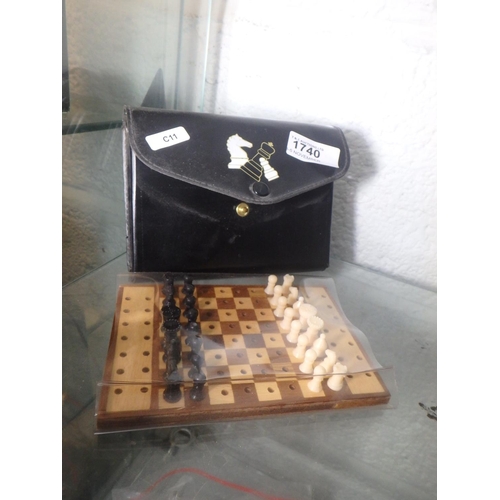 1740 - MINI TRAVEL CHESS SET, NEW IN CASE