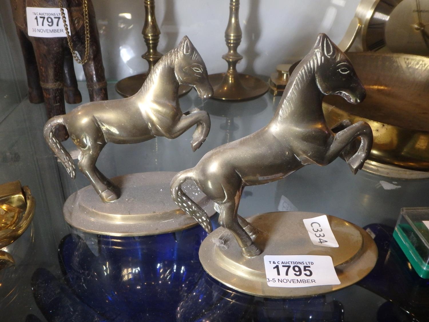 2 BRASS HORSES
