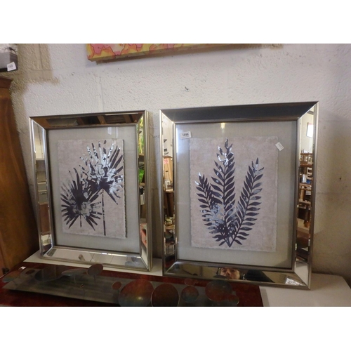 1898 - TWO FRAMED PRINTS - LEAVES IN FLOATING FRAMES