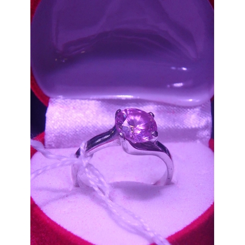 1618 - LILAC STONE 925 SILVER RING SIZE 0