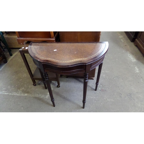 1823 - LEATHER TOPPED DEMI LUNE TABLE