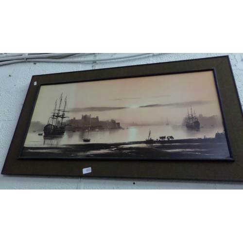 2026 - LARGE FRAMED PRINT - SAILING SHIPS AT SUNSET