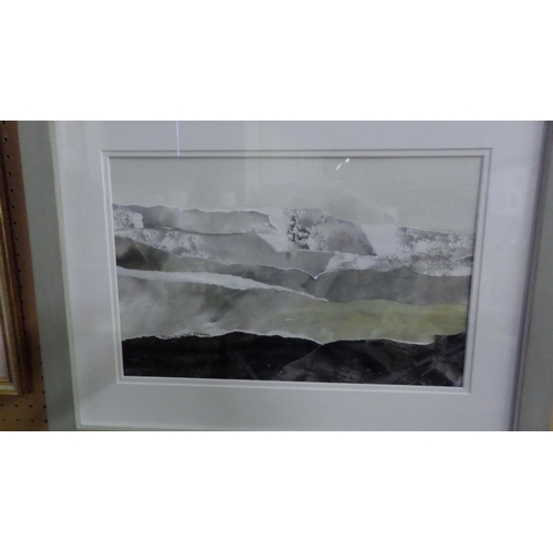 2034 - FRAMED PRINT - DECOUPAGE MOUNTAIN BY MARIA QUINTON-EDWARDS