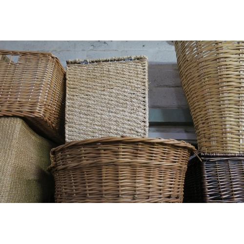 703 - WICKER PET BED, AND STRAW WEAVE LAUNDRY HAMPER