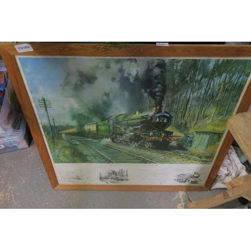 1925 - FRAMED PRINT OF 'THE CATHEDRAL EXPRESS' STEAM ENGINE