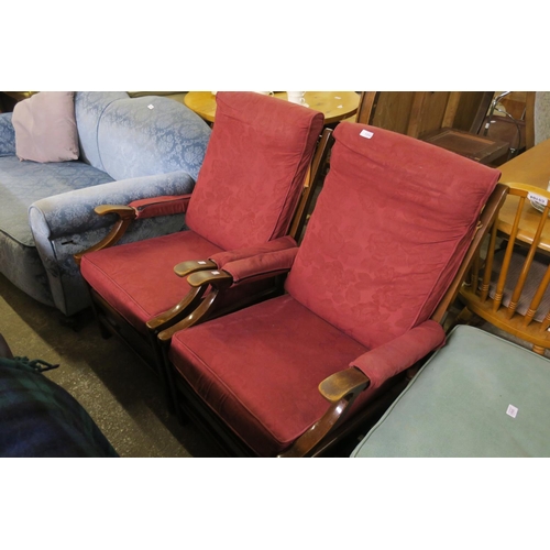 1046 - 2 RED FIRESIDE CHAIRS