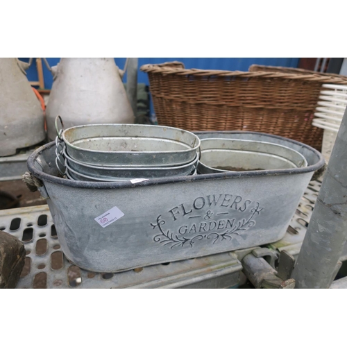 60 - METAL TUB WITH GALVANISED POTS