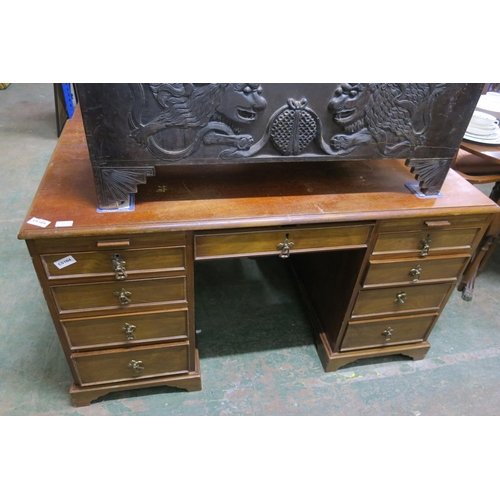 1101 - LARGE VINTAGE SINGLE PIECE PEDESTAL DESK