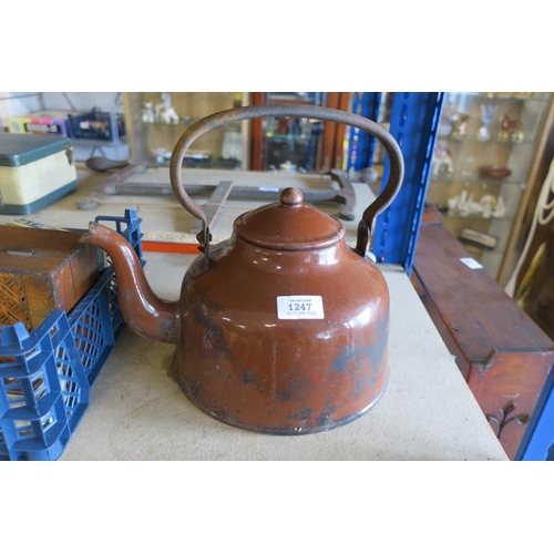 1247 - LARGE ENAMEL STOVETOP KETTLE