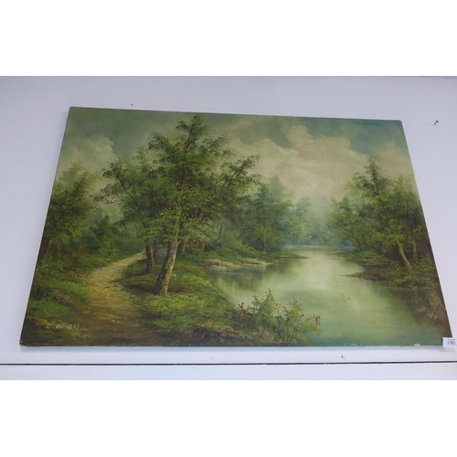 1301 - AN ORIGINAL OIL ON CANVAS, A RIVER SCENE BY C INNESS