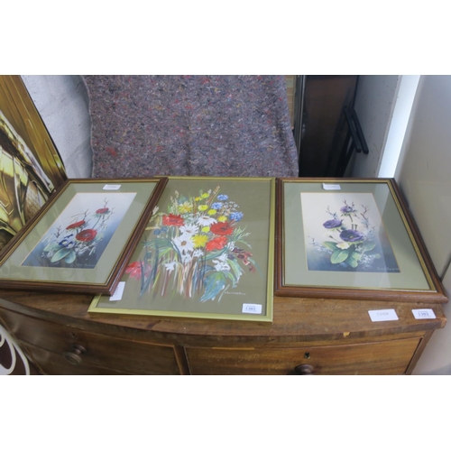 1303 - TRIO OF FRAMED FLORAL PRINTS