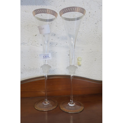 1321 - PAIR OF GREEK INSPIRED CHAMPAGNE FLUTES, ROSENTHAL STUDIO, FINIE VERSACE, GERMANY