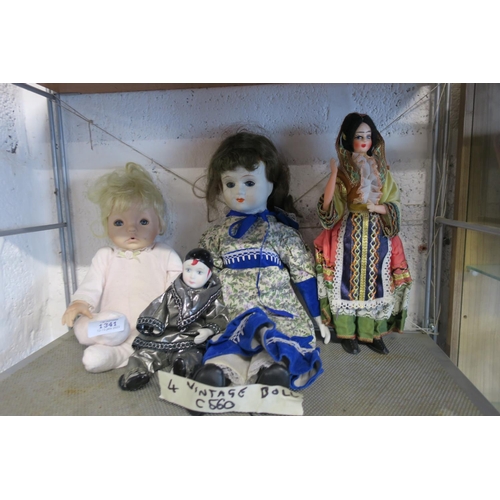 1341 - FOUR VINTAGE DOLLS