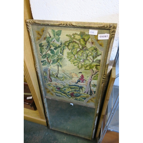 1344 - WALL MIRROR WITH A TAPESTRY PANEL