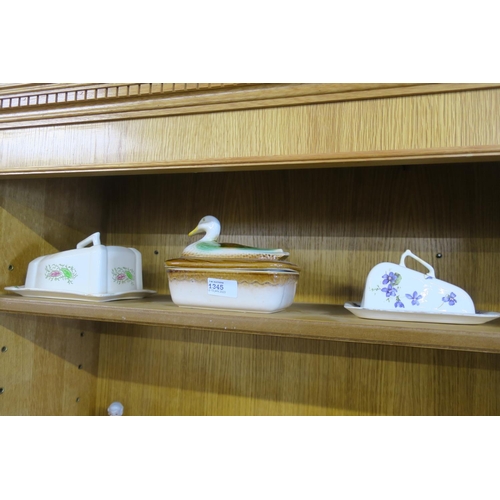 1345 - TWO CHEESE CLOCHES AND ONE BUTTER DISH