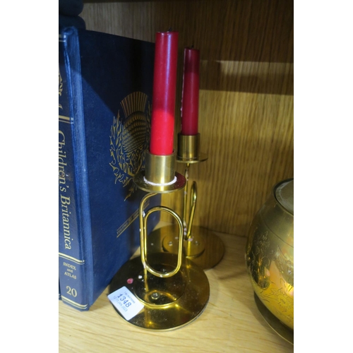 1348 - TWO BRASS CANDLESTICKS