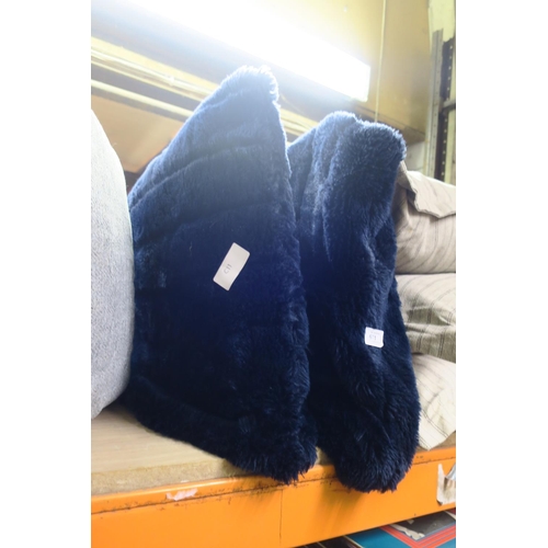 671 - TWO FLEECE CUSHIONS IN NAVY BLUE