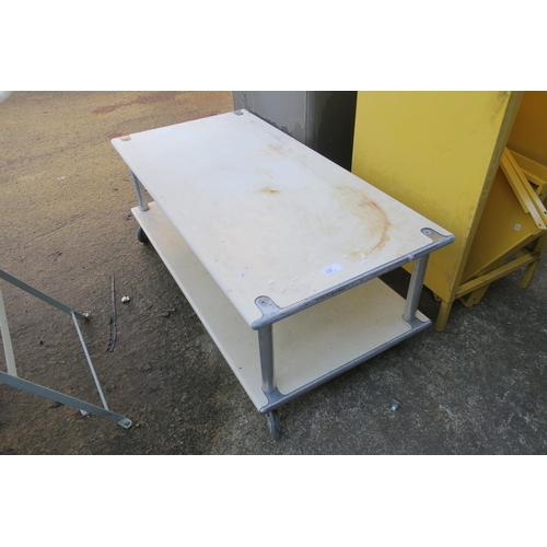 115 - WHEELED METAL TABLE