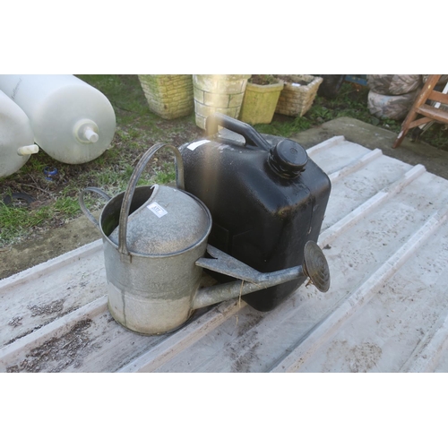 177 - GALVANISED WATERING CAN AND WASTE WATER CONTAINER